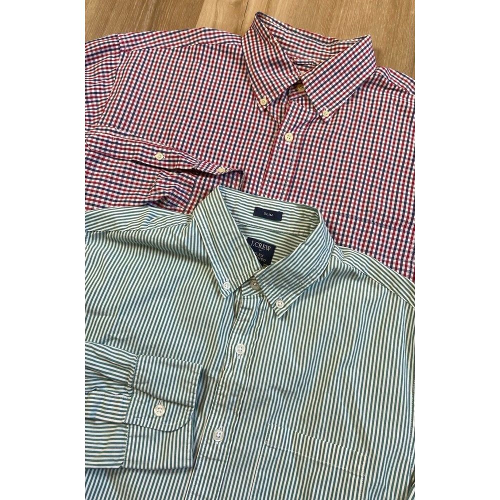 J Crew Mens Long Sleeve Button Down Shirts -‎ Set Of 2 - Medium